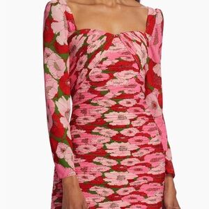 AMUR Giulia Floral Long-Sleeve Mini Dress